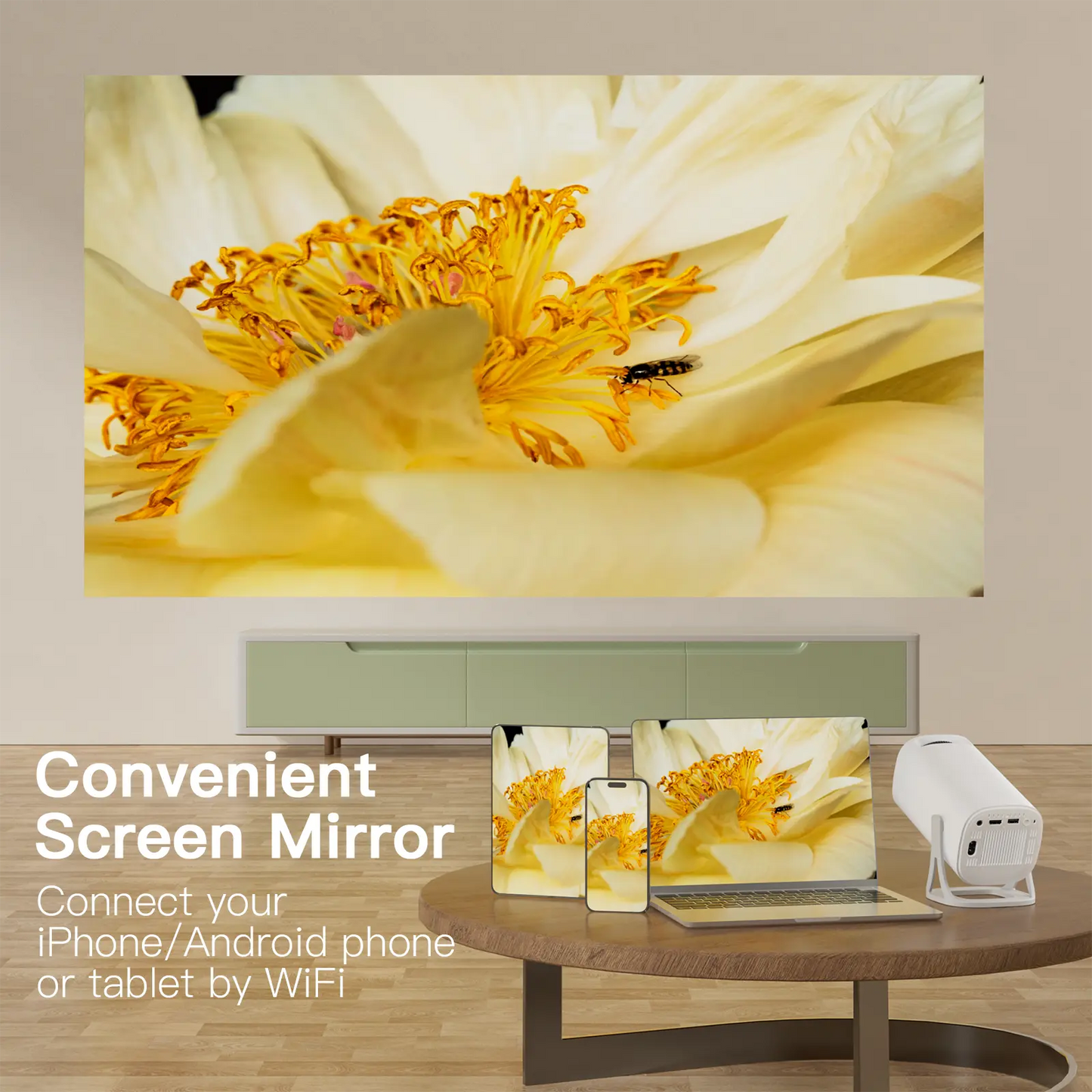 Rokify S40 Smart Projector – FHD 1080P, 4K Supported, Android 11, WiFi 6 & Bluetooth 5.4 Home Theater