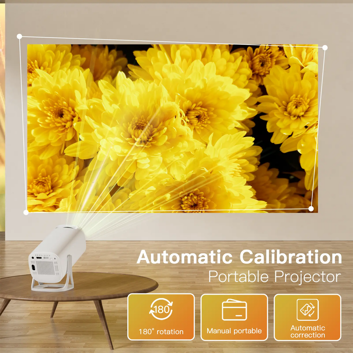 Rokify S40 Smart Projector – FHD 1080P, 4K Supported, Android 11, WiFi 6 & Bluetooth 5.4 Home Theater