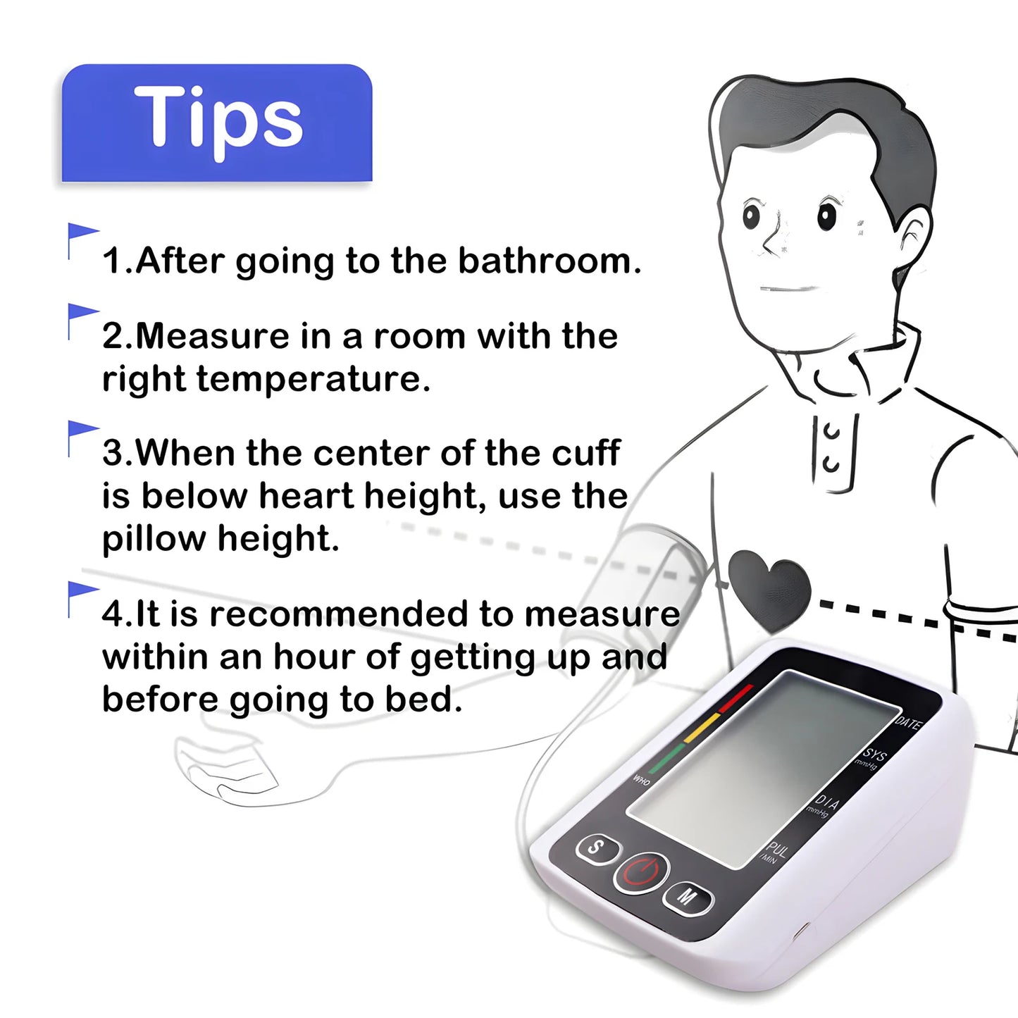 Rokify Digital Arm Blood Pressure Monitor – Automatic BP Monitor with LCD Display & Dual User Memory