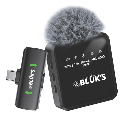 BLUK’S BX-17 Lavalier Wireless Microphone – ANC Clip-On Mic for Vlogging, Streaming & Recording