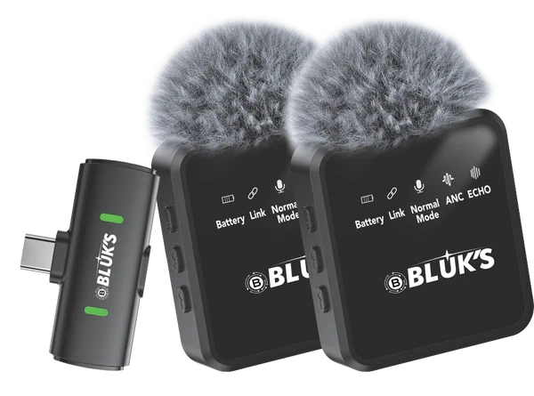 BLUK’S BX-18 Lavalier Wireless Microphone – ANC Clip-On Mic for Mobile, Camera & Streaming